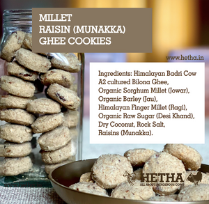 Millet Raisin (Munakka) Cookies with Ghee - Hetha Organics